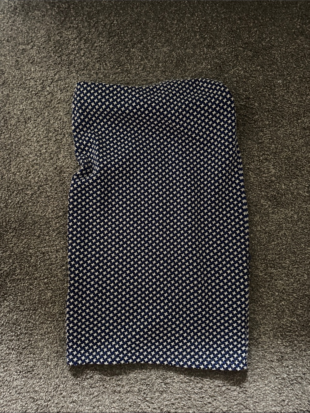 Navy & White Patterned Pencil Skirt